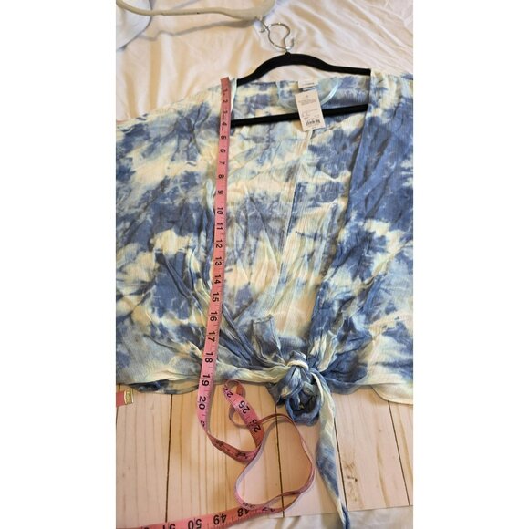 Sonoma Crop Top Half Sleeve Blue White Tie Dye NWT Beach Vacation Tie Resort OS - Picture 8 of 8